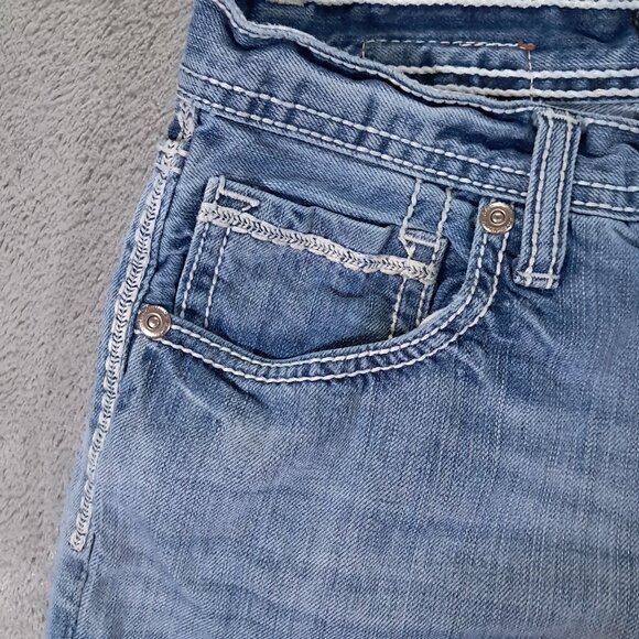 BKE Tyson Jean Men 33x30, Tag 32S Straight Leg Blue Faded Denim 100% Cotton - Picture 5 of 14